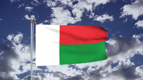 Madagascar Flag Waving 4k