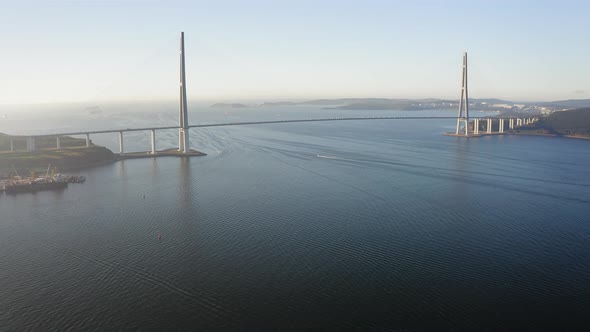 Aerial View of the Russian Bridge at Sunrise