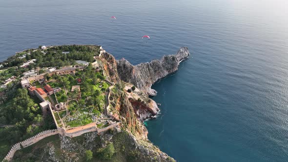 Paragliding aerial view 4 K Turkey Alanya