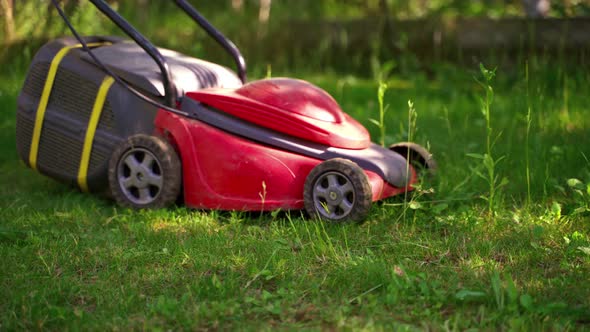 Grass trimming with electric lawn mower