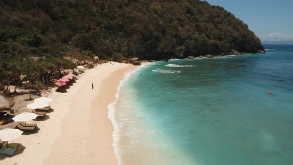 Aerial View Beautiful Beach. Nusa Penida