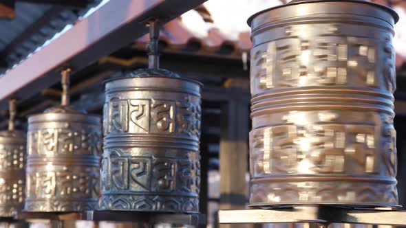 Buddhist Prayer Wheel Inscribed With a Sanskrit Prayer 