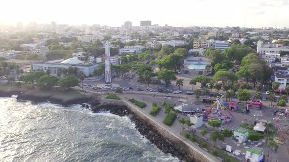 Aerial view of a Park And A Busy Street