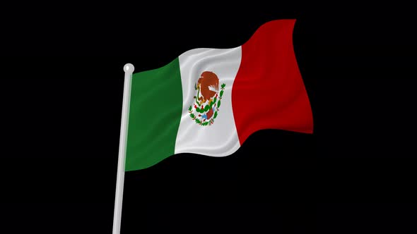 Mexico Flag Wavy Animated On Black Background