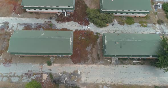 Aerial shot of Abandoned Military Base Barracks, Fort Ord Near Monterrey  California