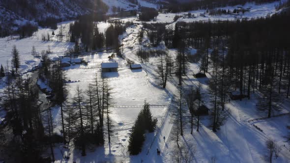 Aerial View of Snow Backgrounds in Winters