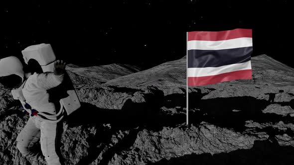 Astronaut Planting Thailand Flag on the Moon alt