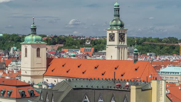 View From the Height Powder Tower in Prague Timelapse