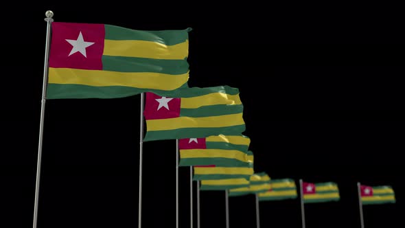 Togo Row Of Flags Animation Include Alpha Channel alt