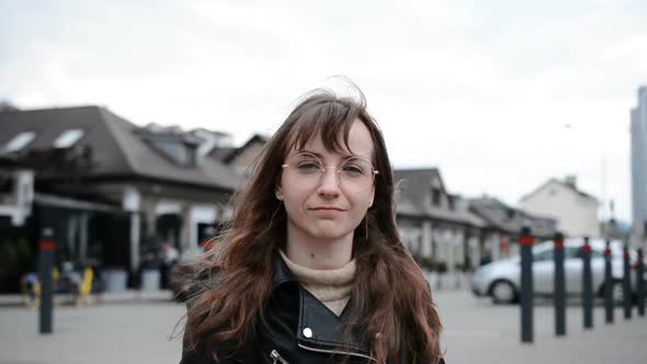 Portrait of Long Haired Young Woman