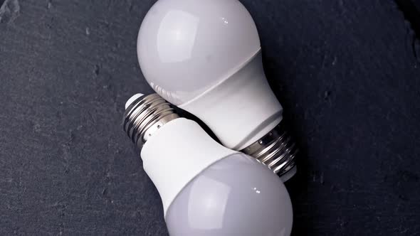 Led Light Bulbs on Black Background