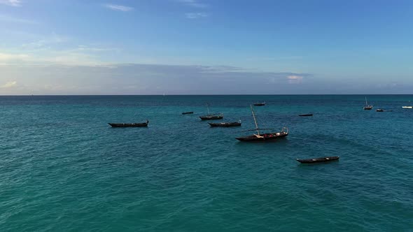 Fishing boats off the coast of Africa in the Indian Ocean