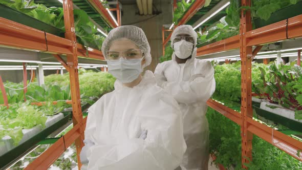 Portrait Of Two Agronomic Engineers In Vertical Farm