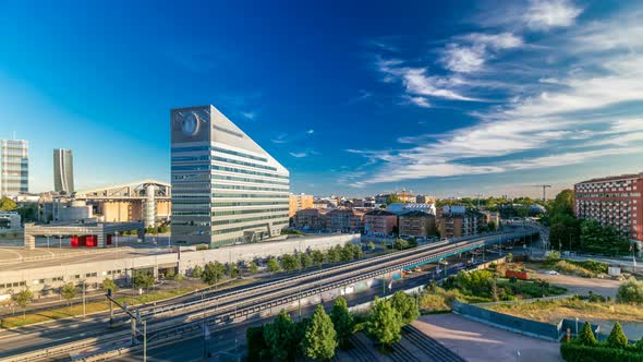 Modern Buildings in the New Area of Portello Timelapse Milan Italy