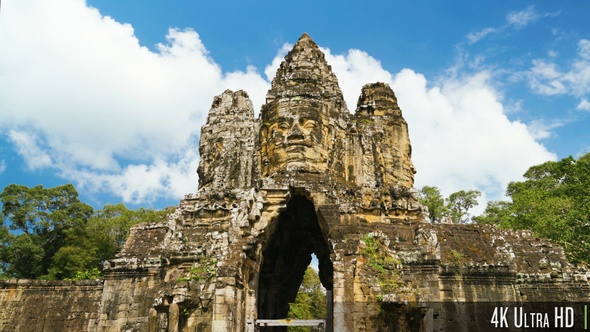 4K South Gate of Angkor Thom Complex in Siem Reap