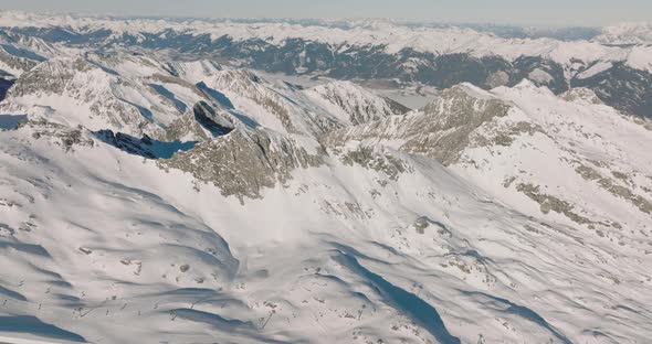 Drone Flight In Winter Over Kitzsteinhorn Mountain