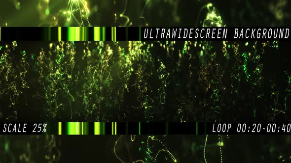 Dark Green Neon Streaks Widescreen Background