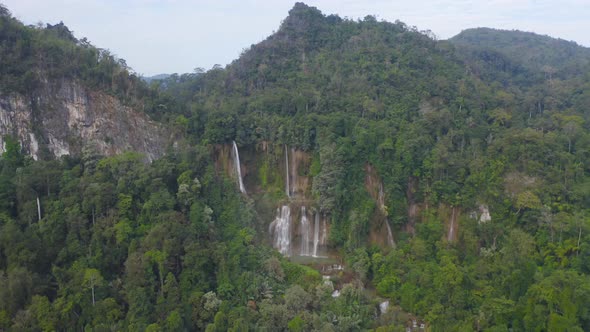 Thi Lor Su Waterfall. Nature landscape of Tak in natural park. The largest and highest waterfall