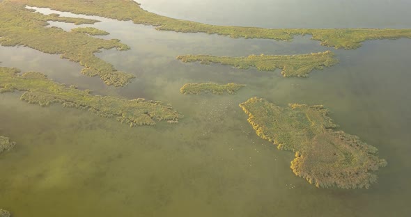 Aerial View of Tuzly Estuary National Nature Park Near By Black Sea Coast, Ukraine