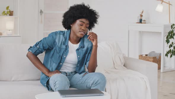 Angry Frustrated Young African American Woman Mad About Stuck Laptop Computer Stressed Furious Lady