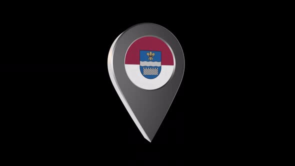 3d Animation Map Navigation Pointer With Flag Of  Daugavpils (Latvia) With Alpha Channel - 2K