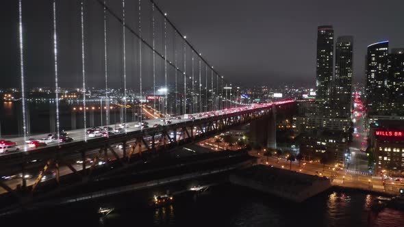 Epic Aerial Shot Along the Oakland Bay Bridge Towards the San Francisco Downtown alt
