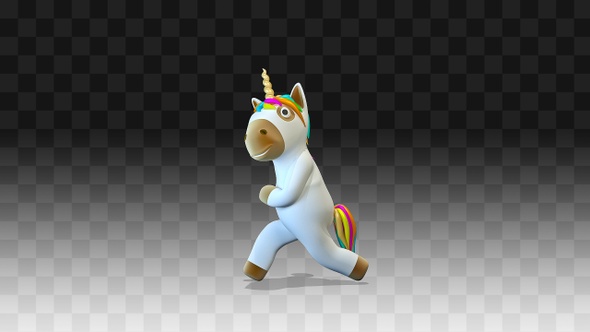 Unicorn walks happily alt