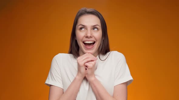 Happy Woman Celebrating Success Joyful Dance Portrait