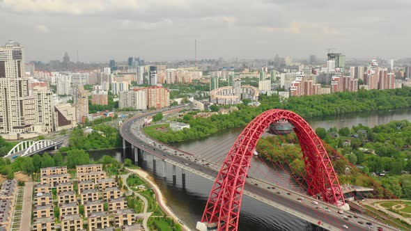 Aerial view of the Modern Bridge in Moscow