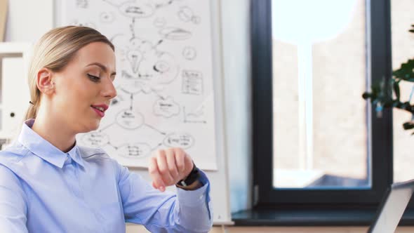 Businesswoman Having Video Call on Smartwatch 58