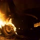 Car In Fire At Night, Burning Car Wheel, Rear View - VideoHive Item for Sale