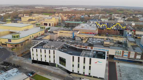 Aerial view of South Essex College, Basildon in the morning