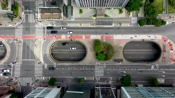 Downtown Sao Paulo Brazil. Historic centre city aerial view.