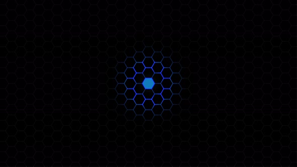 Hexagonal Structure Blue Neon Grid Light