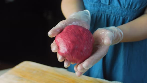 The Chef Kneads the Dough for Tortillas