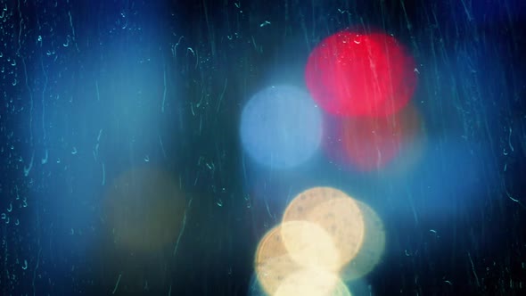 Lights Bokeh And Rain Abstract