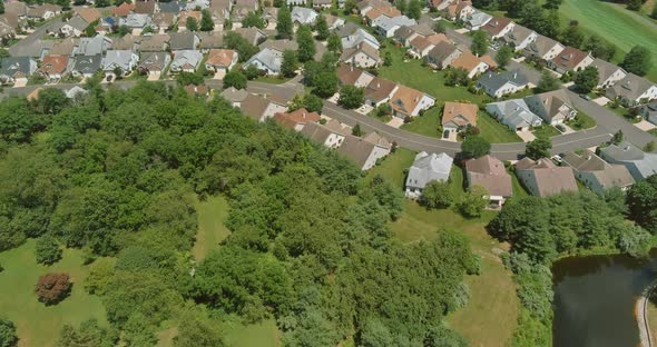 Aerial Drone View Above Houses Modern Suburb Development