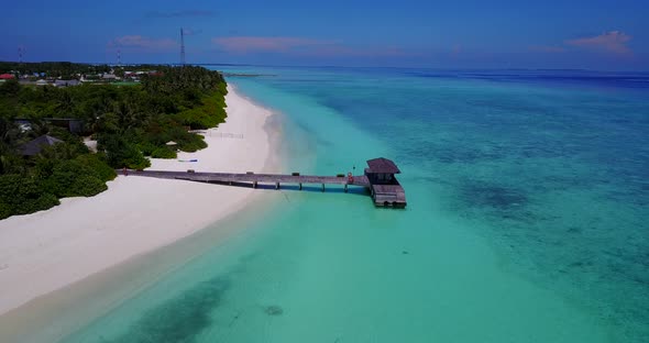 Natural drone abstract view of a white sand paradise beach and blue sea background in best quality 4