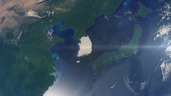 Realistic Earth Zoom Highlight Country South Korea