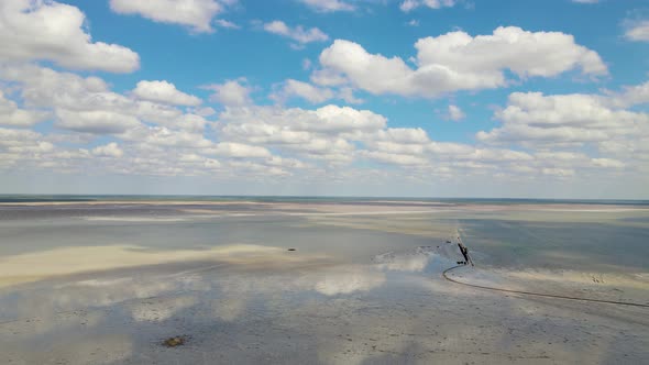 Beautiful View of Salt Lake Baskunchak in Astrakhan Region Russia