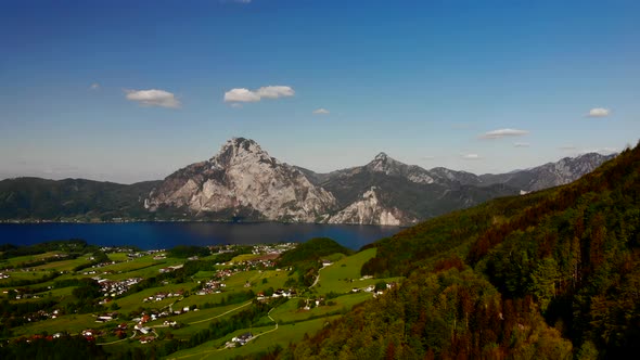 Beautiful view from the Mountains on an lake and a village