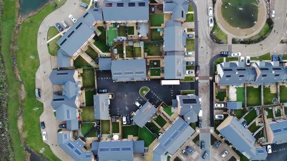 Top down view flying over an estate in Greenhithe, Kent