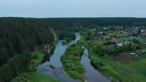 Top View of the Village River and Rock