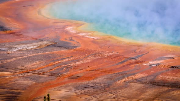 Steam rising from the Grand Prismatic Spring in Yellowstone