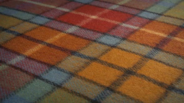 Tartan Pattern Wool Blanket Moving Shot