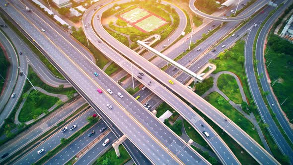 Stunning Aerial view drone shot above interchange