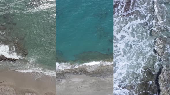 Three in One Vertical Video of the Sea Near the Shore