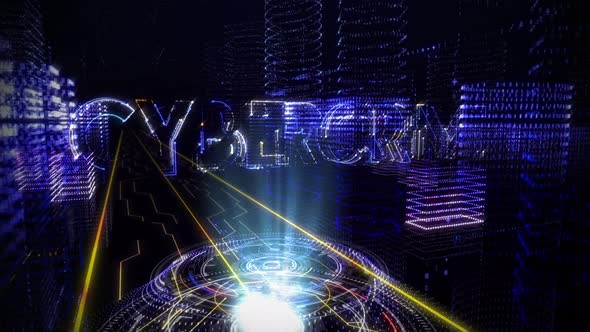 Secure internet connection data forming a digital hologram of words Cyber Crime alt