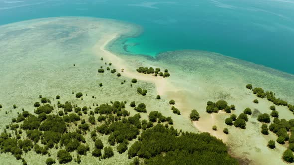 Tropical Island and Coral Reef, Philippines, Palawan