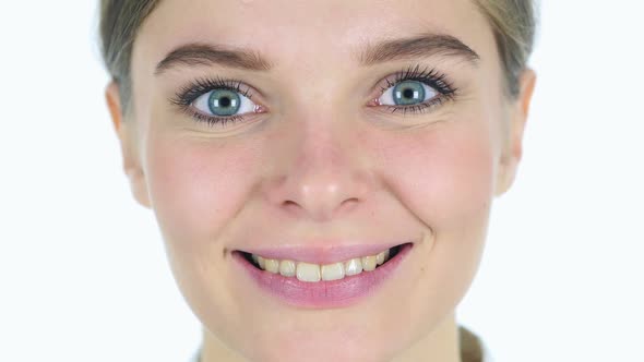 Smiling Girl Face White Background